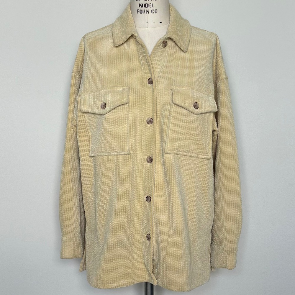 Forever 21 Womens‎ Butter Yellow Corduroy Shacket Oversized Button Down Jacket S